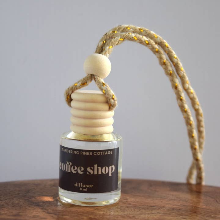 Hanging Car Diffuser 8 ml Coffee Shop for wholesale by Wandering Pines Cottage