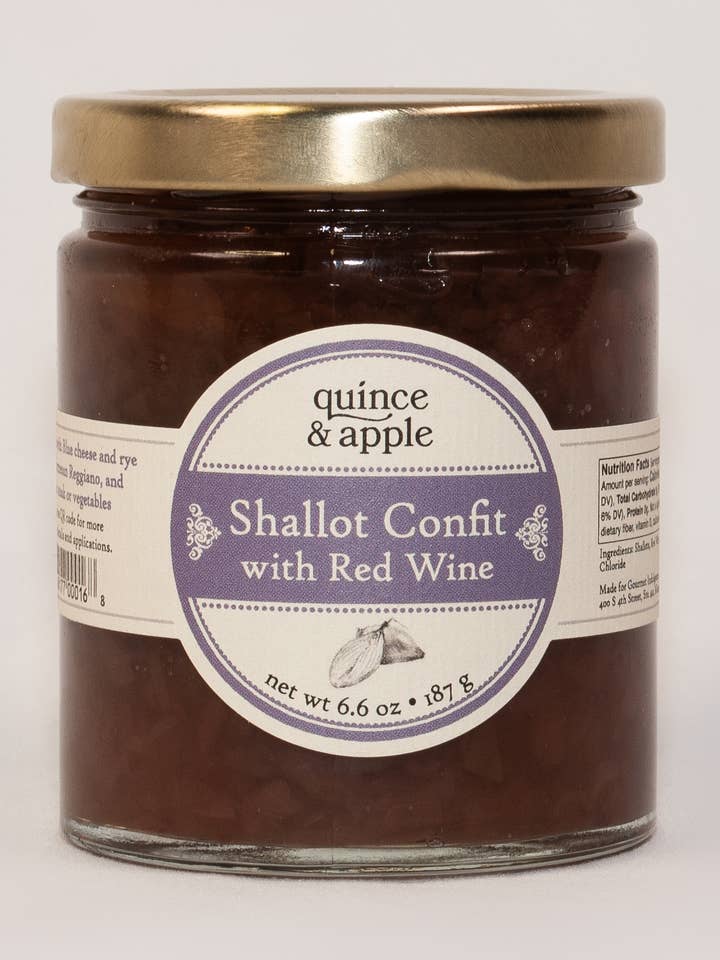 Shallot Confit with Red Wine - Case of 12- 6.6 oz Jars for wholesale by Gourmet Indulgences, LLC (dba Quince & Apple Company)