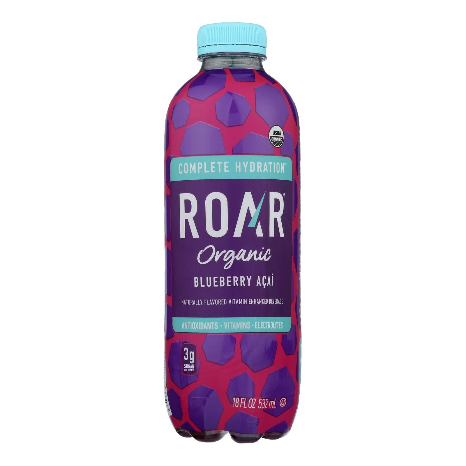 Ware Spark - Wholesale Flavored/Infused Water (Non-Carbonated) - Roar Organic - Water Blueberry Acai - Case Of 12-18 Fz1