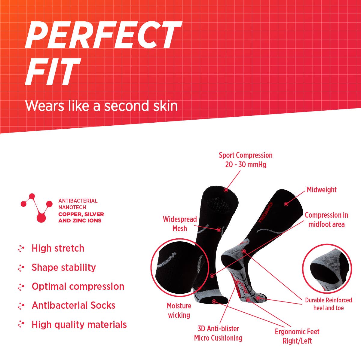 Silvera Nanotech - Vente Chaussettes – unisexe - Chaussettes de course à compression pour hommes et femmes, salle de sport de football | Enforma2