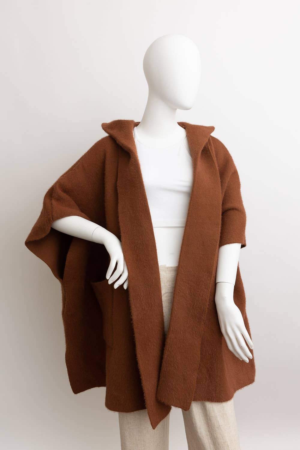 Leto Accessories - Wholesale Cardigan - Women's - Cozy Plush Solid Color Hooded Ruana2