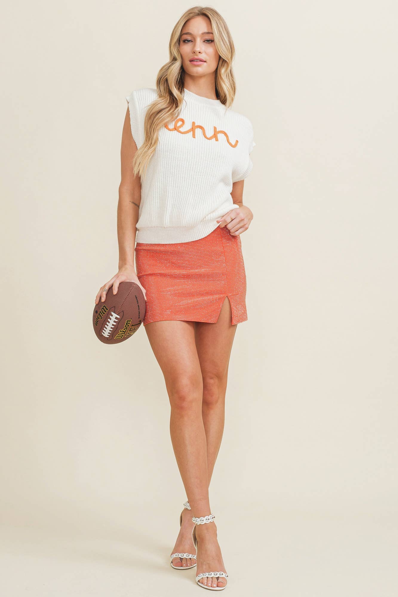 Cloud Ten - Wholesale Knit Sweater - Women's - CSW10210Y - 'TENN" EMBROIDERED SLEEVELESS SWEATER TOP3