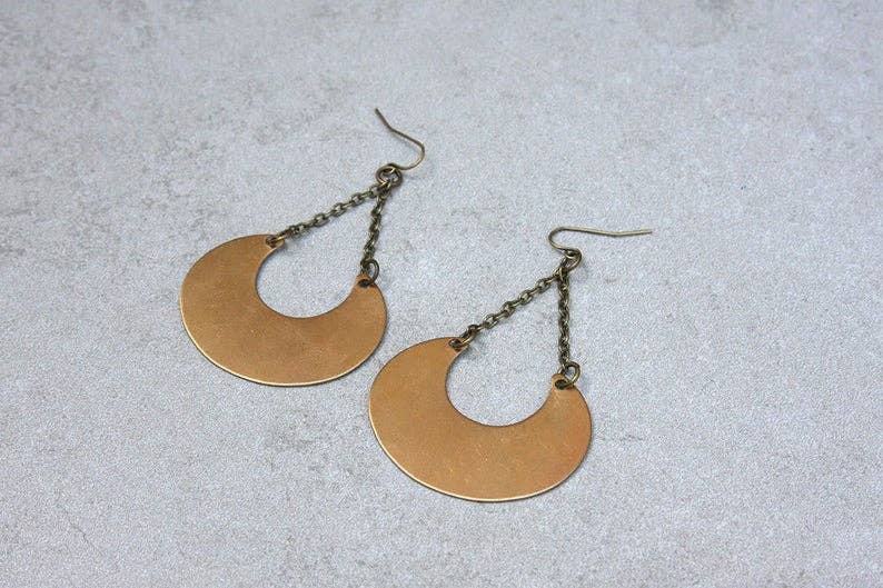 daniAWESOME - Wholesale Dangle Earrings - Brass Half Moon Dangle Drop Earrings 0