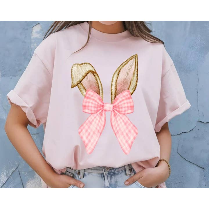 Bunny Ears Bow Sweatshirt, Coquette Påskhare T-shirt för wholesale av NVC Ecommerce LLC