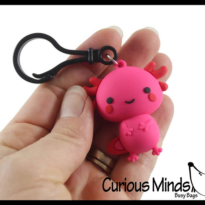 Curious Minds Toys - Wholesale Sleutelhanger - Kinderen - 1 Axolotl-accessoire - klein op clip voor sleutelhanger, rugzak