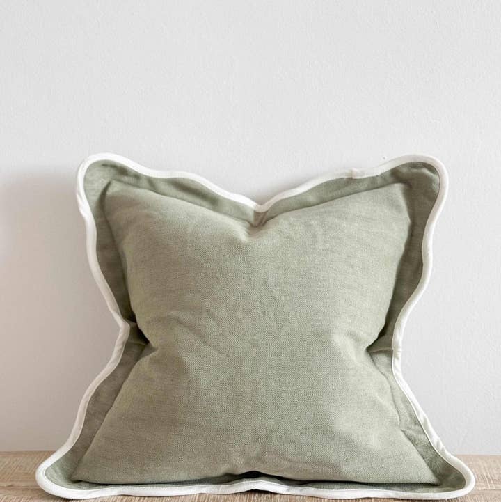 Ellenvale Trade - Wholesale Throw Pillow Cover - Chloe Sage Scalloped Edge Cushion 65x650