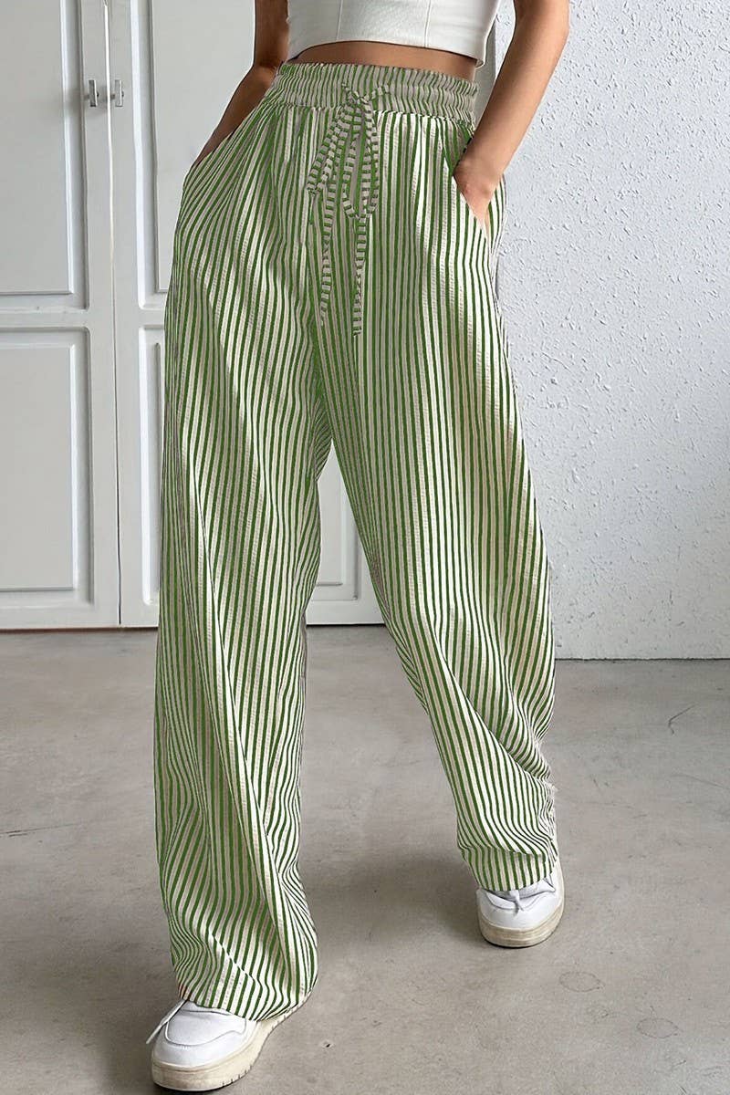 NINEXIS - Wholesale Pants - Women's - CWBLP01217_STRIPED DRAWSTRING WIDE LEG CASUAL PANTS2