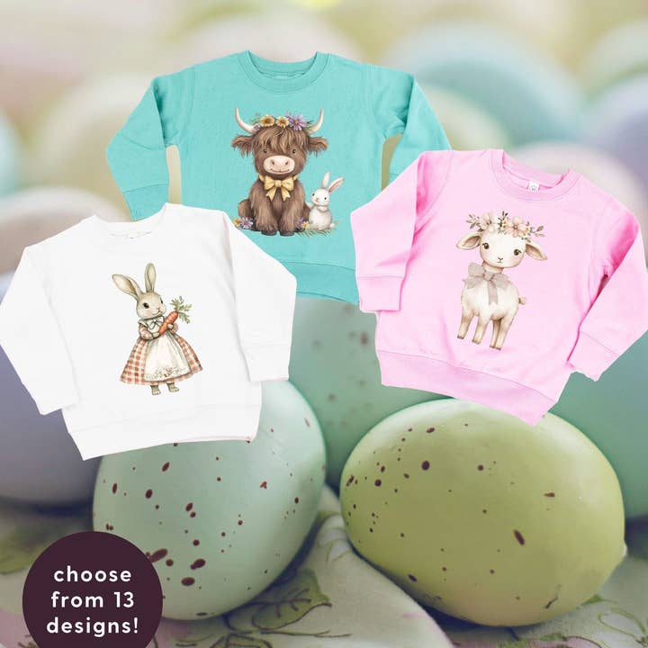 Animaux de Pâques en Aquarelle - Pull pour Enfant pour la vente par Little Mama Shirt Shop