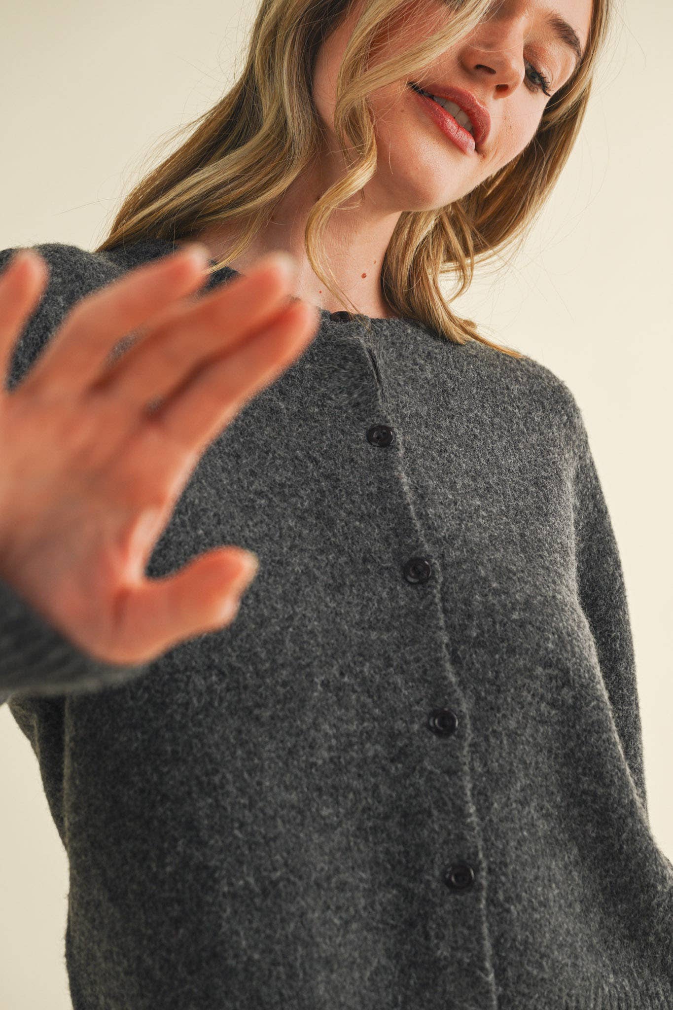 &MERCI - Wholesale Cardigan - Women's - LONG PUFF SLEEVE SWEATER CARDIGAN MSW1101820