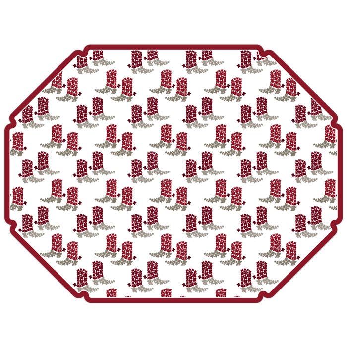 Maroon Texas Boots Posh Die-Cut Placemat for wholesale by RosanneBeck Collections