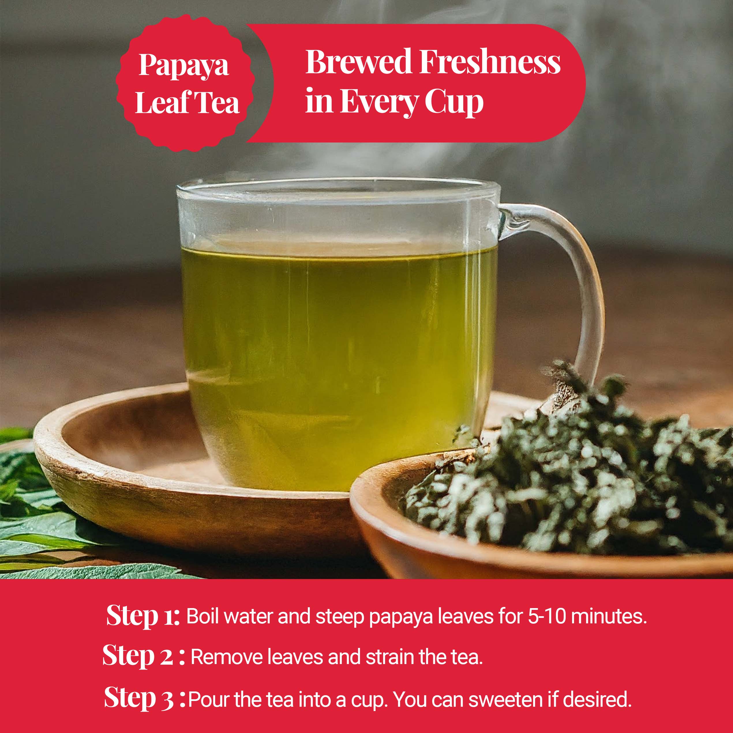 Akshit - Wholesale Loose Tea - Dried Papaya Leaves, Cut & Stuffed, Papaya Leaf Tea, 2.6 oz.4