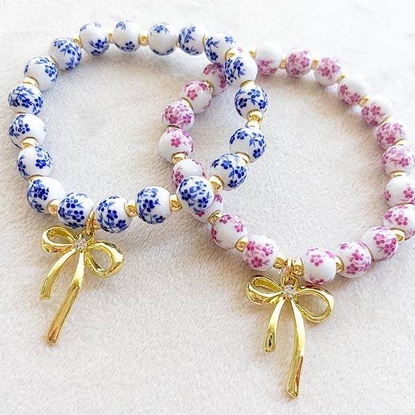 Nash Grey - Wholesale Beaded Bracelet - Jen Floral Bow Beaded Bracelets