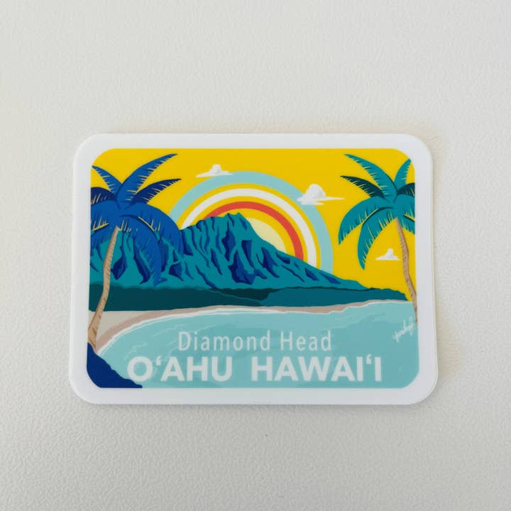 Island Stickers & More / Yuriko J. Design - Venta al por mayor Pegatina - Adhesivo con forma de cabeza de diamante de Oahu, serie Hawaii Island