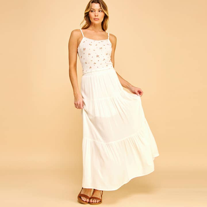 FREEZIA - Wholesale Camisole - Women's - FLORAL PRINT CAMI TANK TOP WITH EDGE LACE-F76171-15