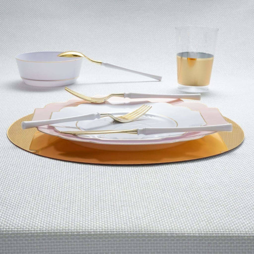 Luxe Party - Vente Assiette de présentation - Lot de 6 assiettes de chargeur miroir rond léger doré de 13"3