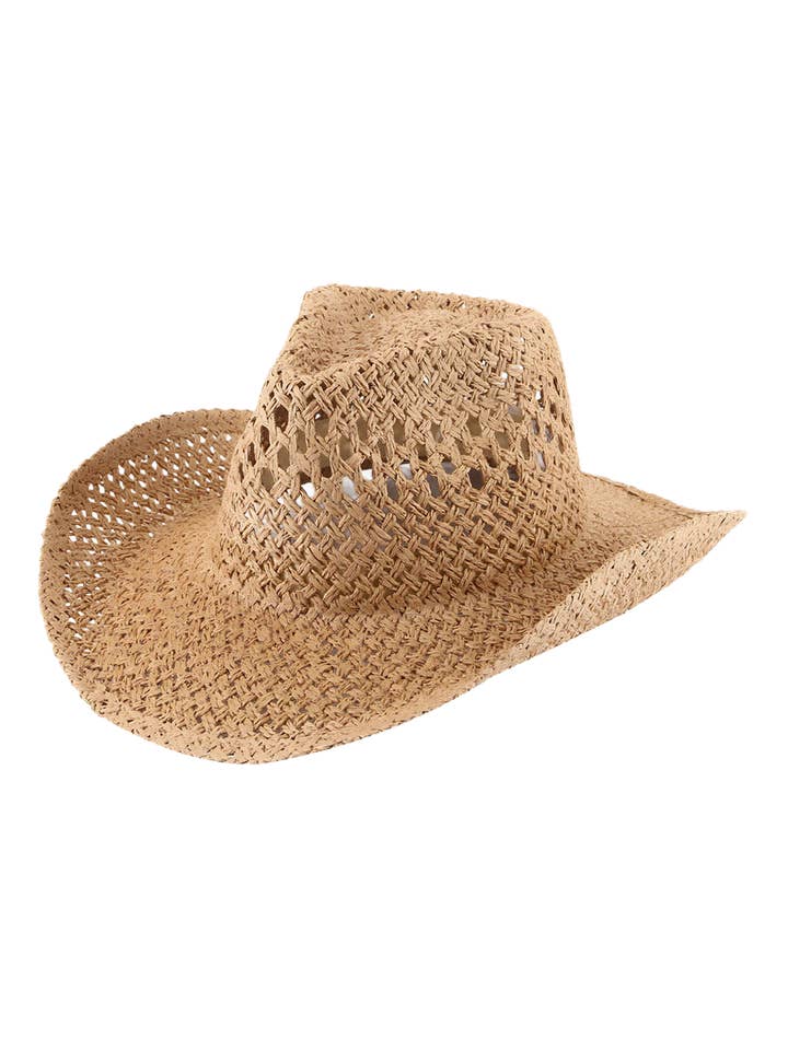 Chapeau de cowboy en paille à tissage ouvert pour la vente par Embellish Your Life