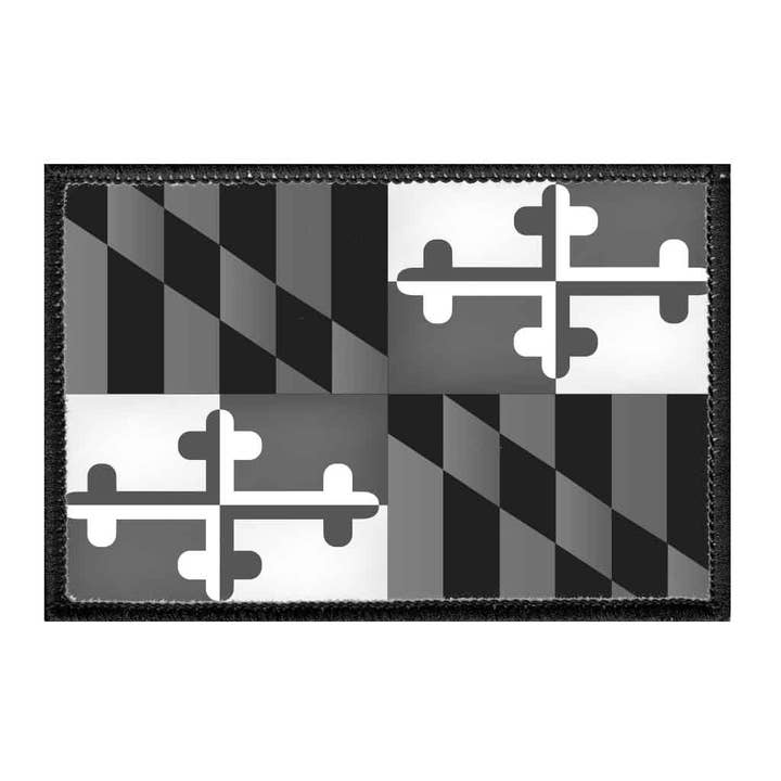 Pull Patch - Vente Écusson - Drapeau de l'État du Maryland, noir et blanc, écusson amovible