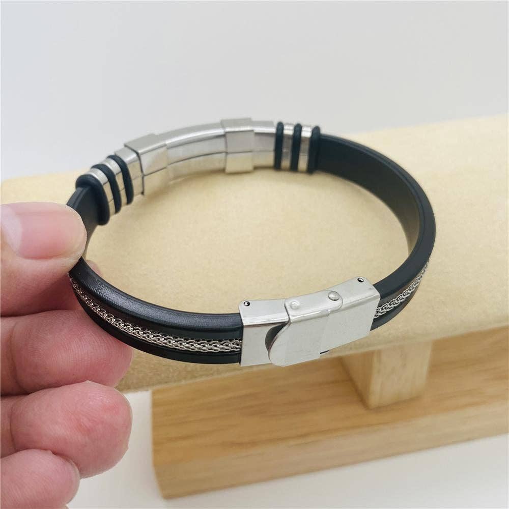 Mio Queena - Wholesale Bangle Bracelet - Men's Silicone Titanium Steel  Bracelet - MJ/BC3