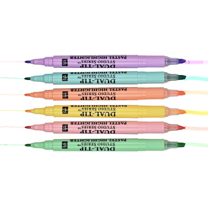 Peter Pauper Press - Wholesale Highlighter - Studio Series Dual-Tip Pastel Highlighters (Set of 6)1