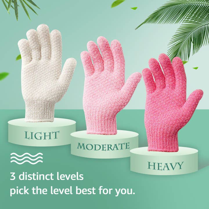 EvridWear - Wholesale Exfoliating Gloves/Mitts - Evridwear Exfoliating Bath Gloves for Shower Spa, Full Finger, Pink Series9