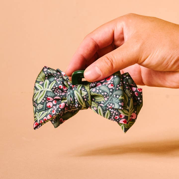 The Darling Effect - Wholesale Hair Clip - Women's - Mini Satin Bow Claw Clip-Jolly Sprig