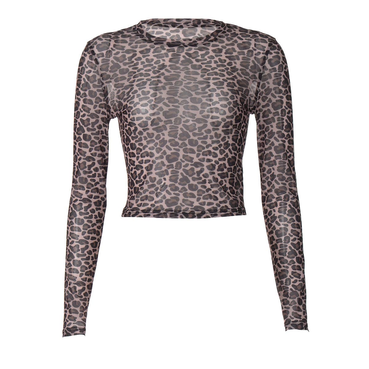 Leopard semi sheer mesh see-through long sleeve Top for wholesale on Faire9