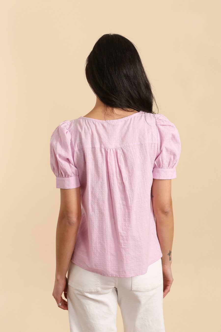 LOVIE & CO - Vente Chemisier – femme - Top manches courtes col froncé à nœud - 4849T-FAITH4