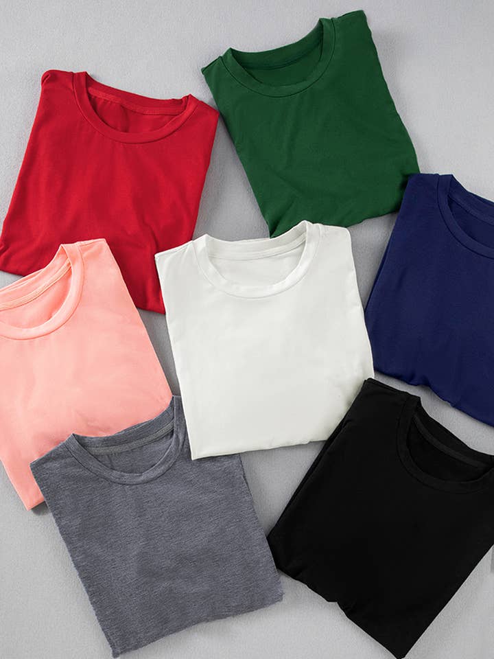 Mehrfarbiges, lässiges, schlichtes Kurzarm-T-Shirt mit Rundhalsausschnitt | S-2XL für den Großhandel von Aapparella