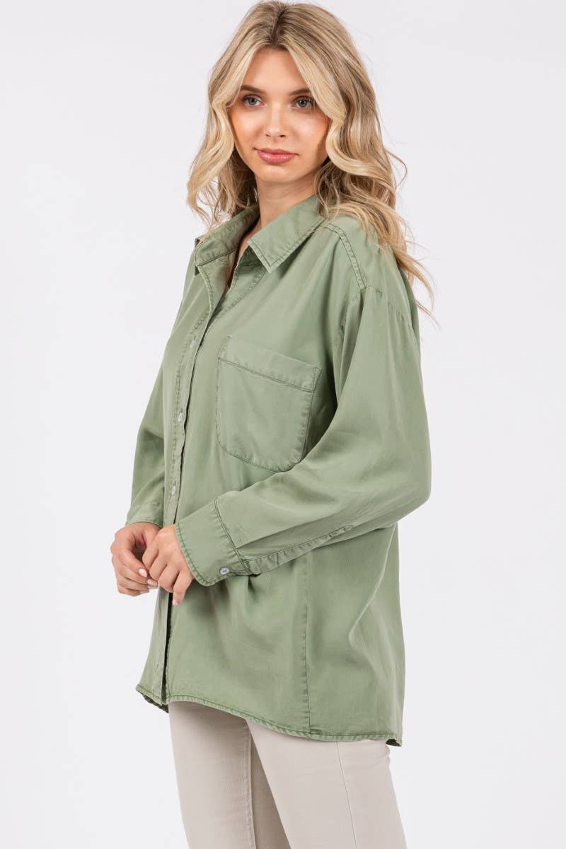 ZiA Apparel - Wholesale Button Down Shirt - Women's - V-NECK LAPEL COLLAR SHIRT 3