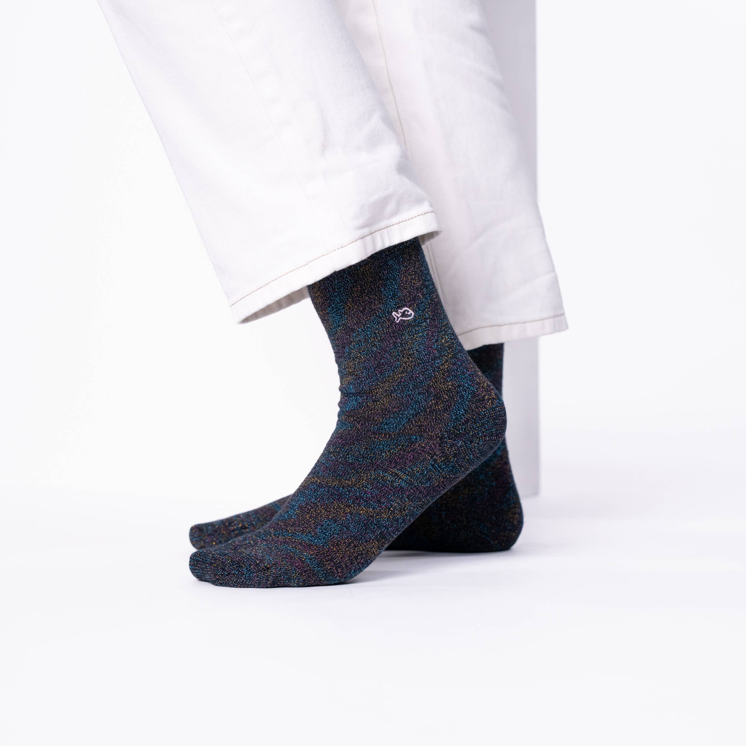 BILLYBELT – wholesale Socks – Women's – Black multicolored plain glitter socks in combed cotton1