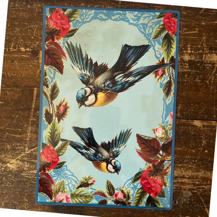 The British Metal Signs Company - Wholesale Sign - Blue Birds Collage - Metal Humour Wall Sign