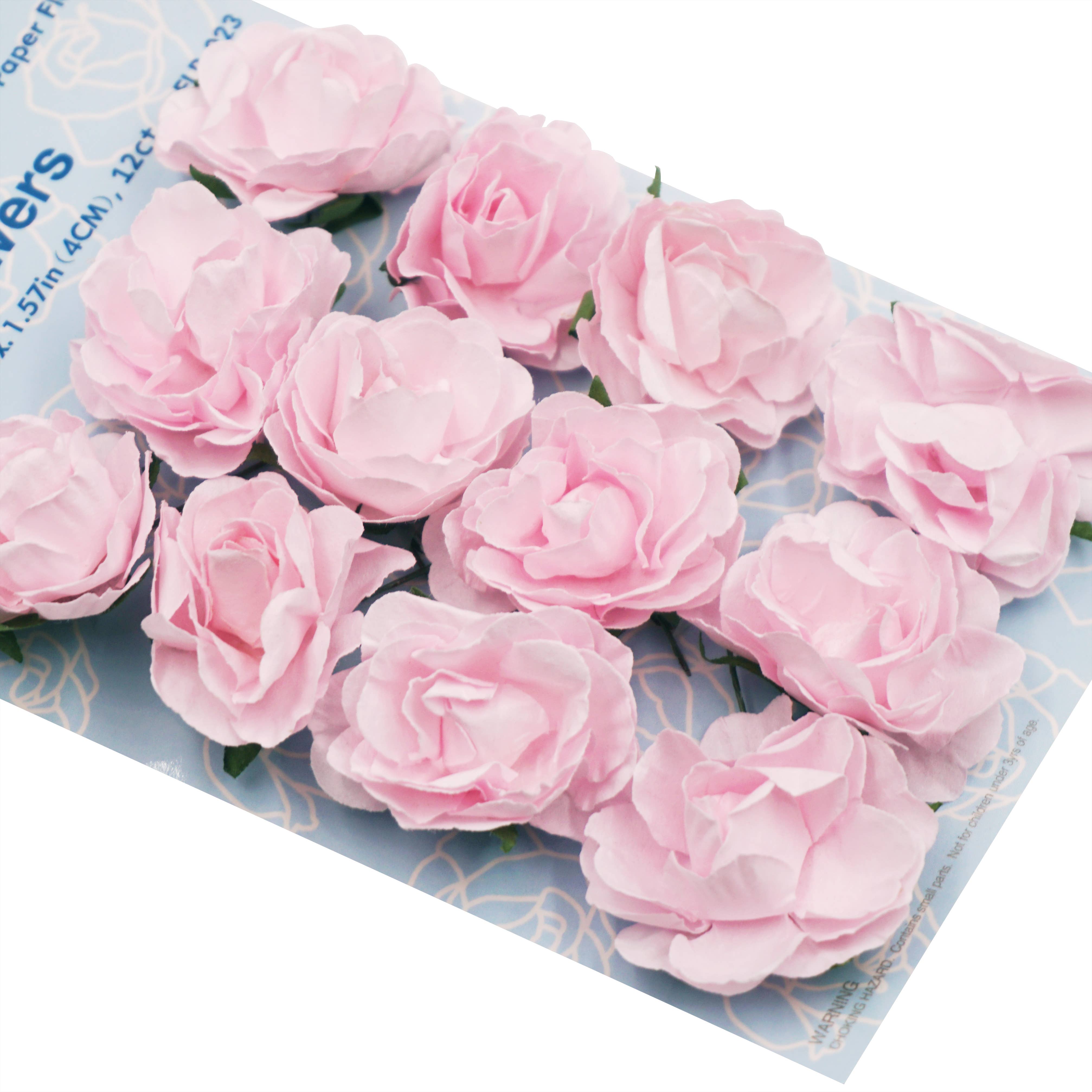 Angels Craft - Wholesale Artificial Flowers - Paper Flowers (Roses) with wire, 12-ct 1.57"6