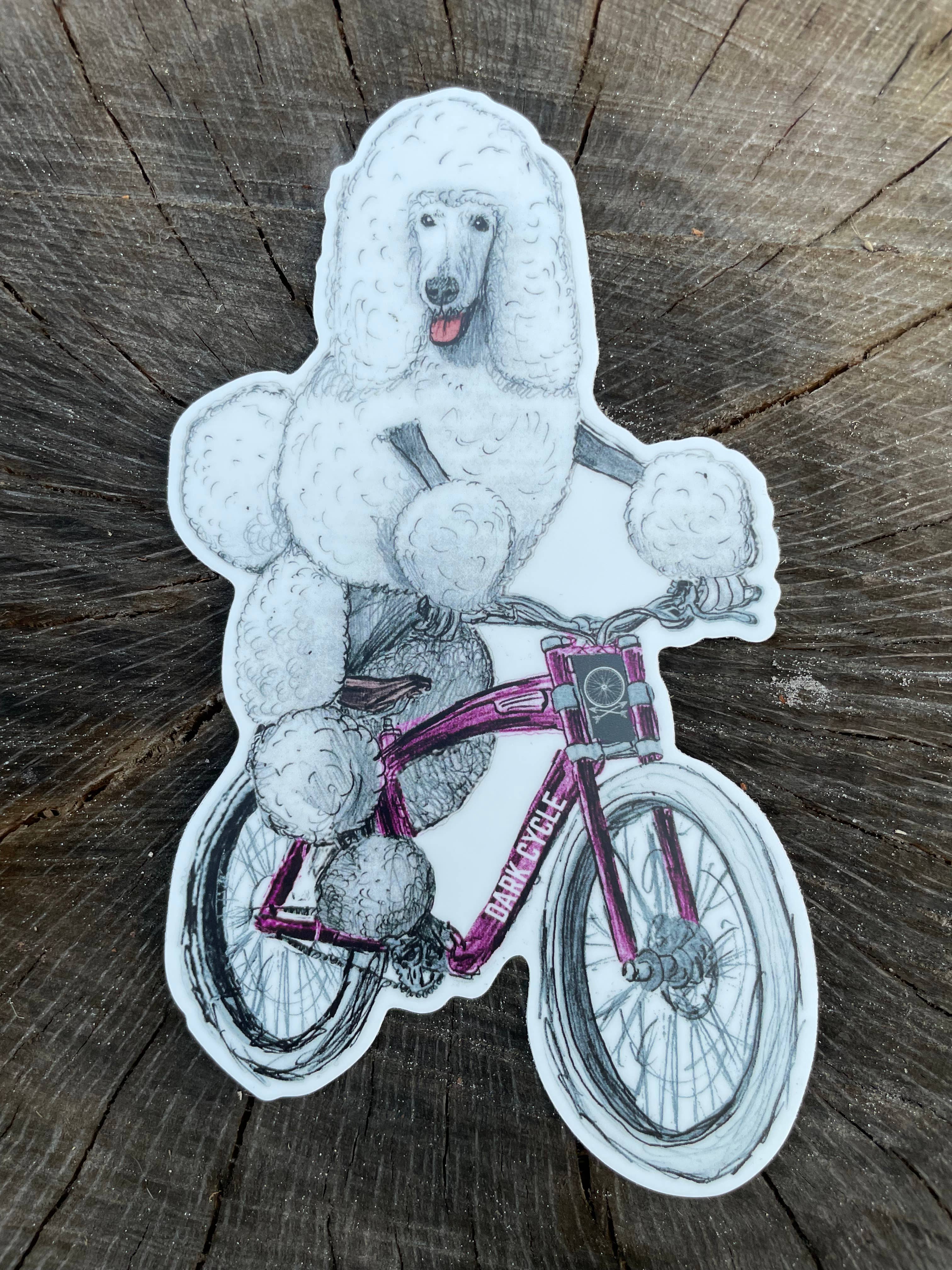 Dark Cycle Clothing – Engroshandel Klistermærke – Puddel På En Cykel Vinyl Sticker0