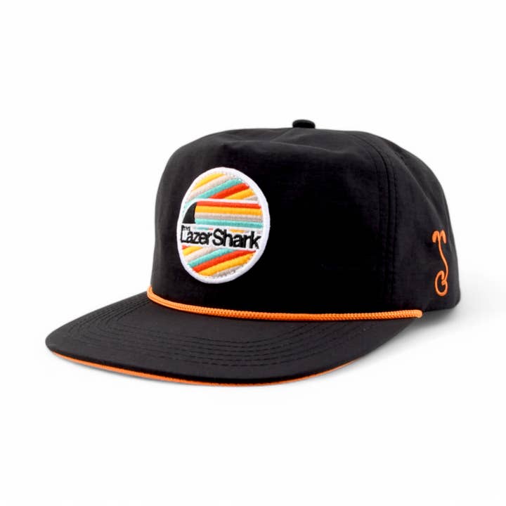 Lazer Shark Black Unstructured Snapback Hat for wholesale by Grassroots California
