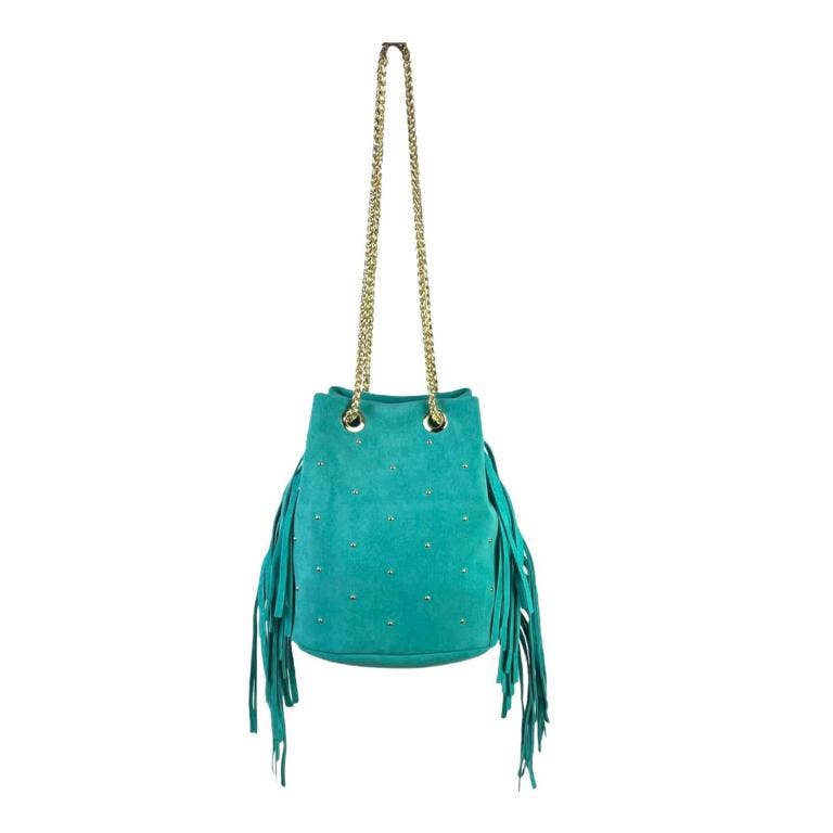 Chenson & Gorett - Wholesale Shoulder Bag - Women's - Women's Leather Bag with Side Fringe and Studs. Sales2