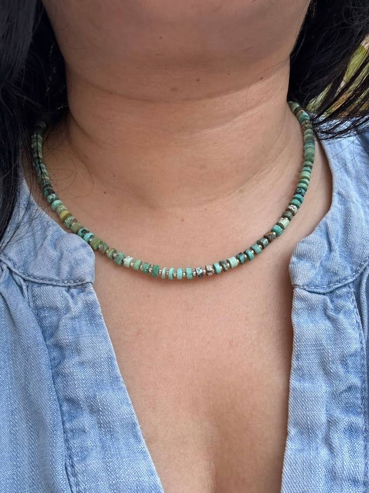 Beaded Turquoise Necklace for wholesale by Pyrite and Pearls