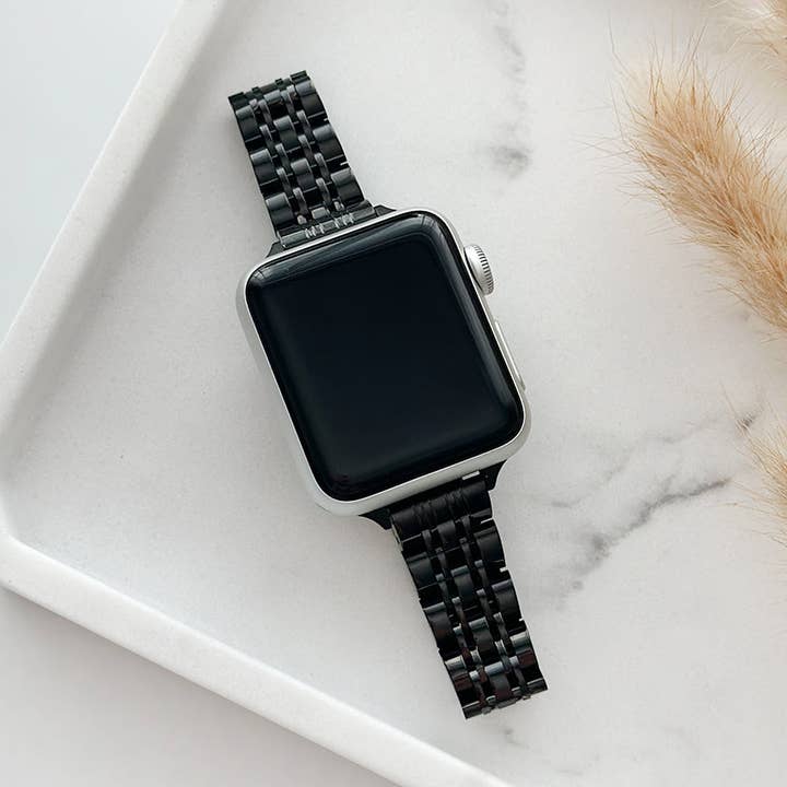 Coconut Lane - Wholesale Horlogeband/riempje - Dames - Slanke roestvrijstalen Apple Watch-band - Zwart0