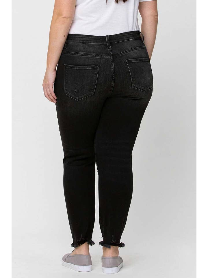 NACHT-REFLEXION PLUS SIZE HIGH RISE BUTTON FLY SKINNY JEANS V2125SHC-P für den Großhandel auf Faire