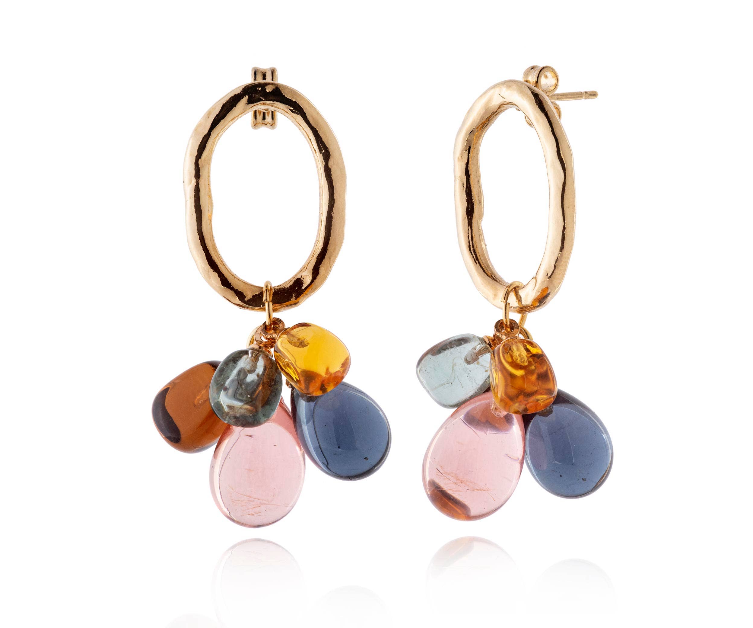 Chama Navarro – Großhandel Ohrhänger – LALETI Ohrringe aus Murano-Glas ovaler Ring L New Newtral0