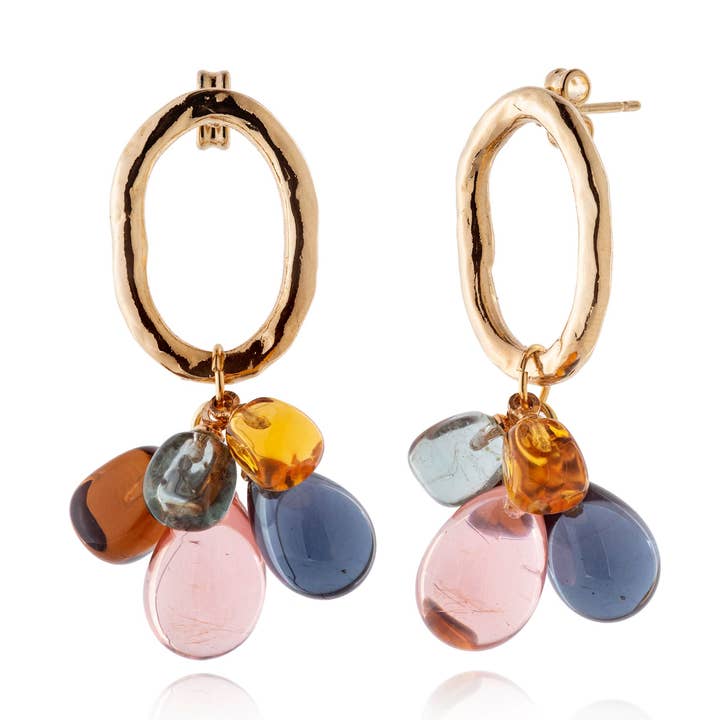 Chama Navarro – Brincos de argola por atacado – Brincos LALETI cristal de Murano aro oval L New Newtral0