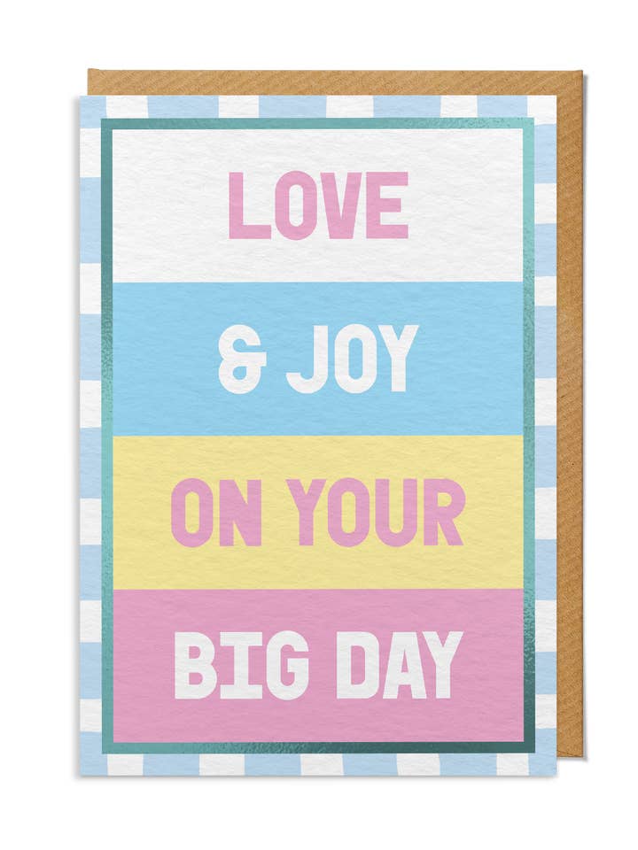 Wedding Card — "Love & Joy On Your Big Day" Stripes for wholesale by SANDERS DE ROEPER