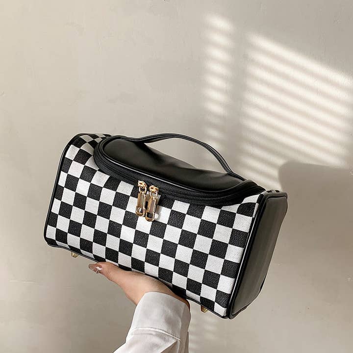 ACCITY - Wholesale Makeup/Cosmetic Bag - NEW CHECKERBOARD LARGE-CAPACITY COSMETIC BAG_CWAB4491