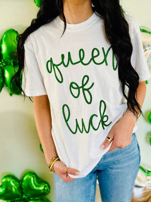 BIANCO T-shirt in filato glitterato Queen Of Luck in vendita all'ingrosso su Faire1
