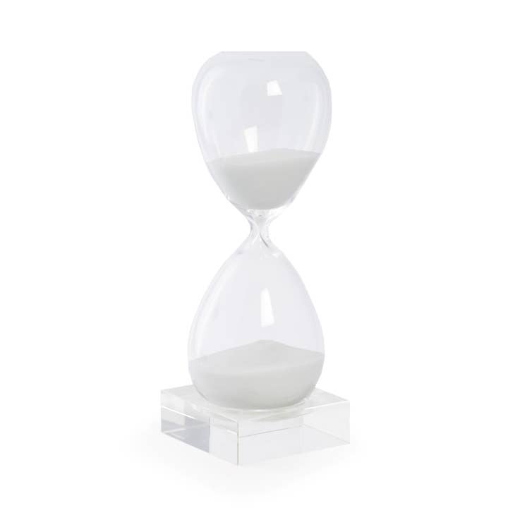 60 Minute Crystal Sand Timer on Crystal Base with White Sand for wholesale by BeyBerk International