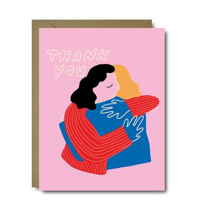 Thank You Warm Hug Thanks Greeting Card for wholesale by Black Lab Studio