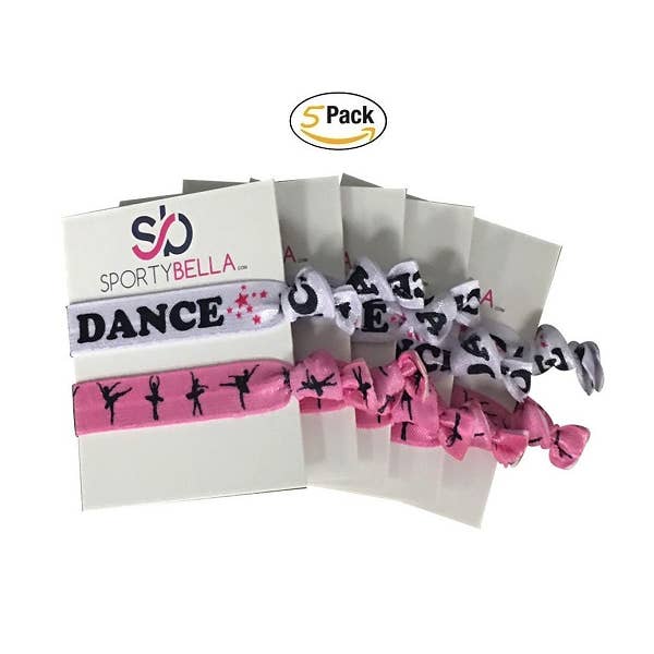 Dance Hair Ties - set van 5 stuks - roze wit voor wholesale door Sportybella