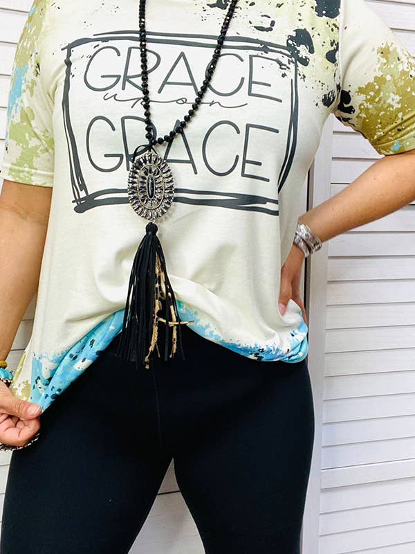 DLH14755 GRACE printed short sleeve women top for wholesale by luluclothes