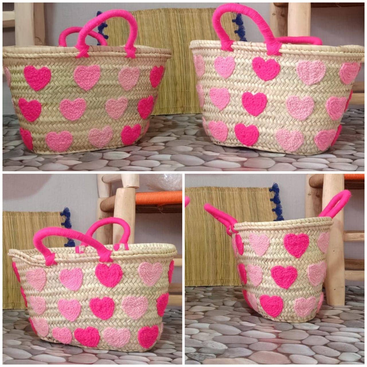 MOROHANDS – wholesale Strandväska – Anpassad hjärtstrandväska present, rosa & blå tote Alla hjärtans dag7