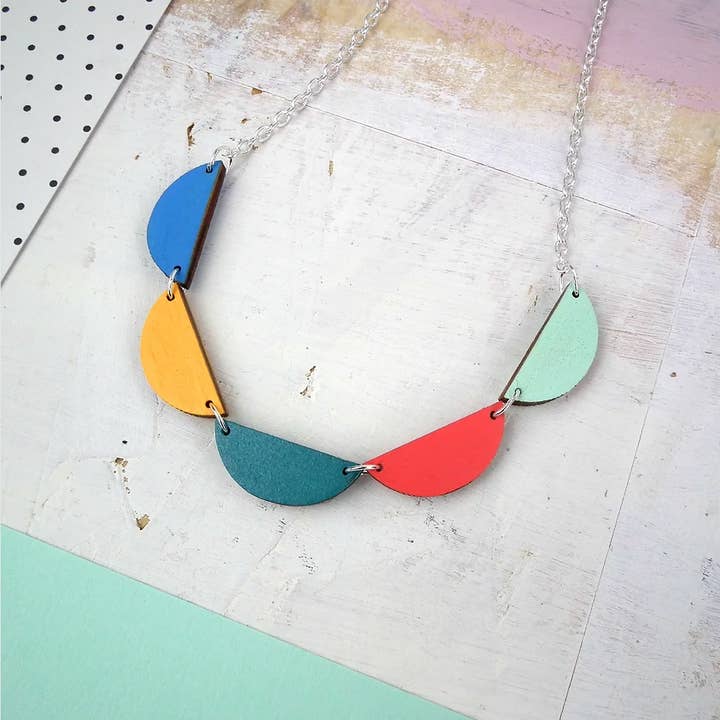 Statement Bunting Wooden Necklace Eco Friendly for wholesale by Red Paper House