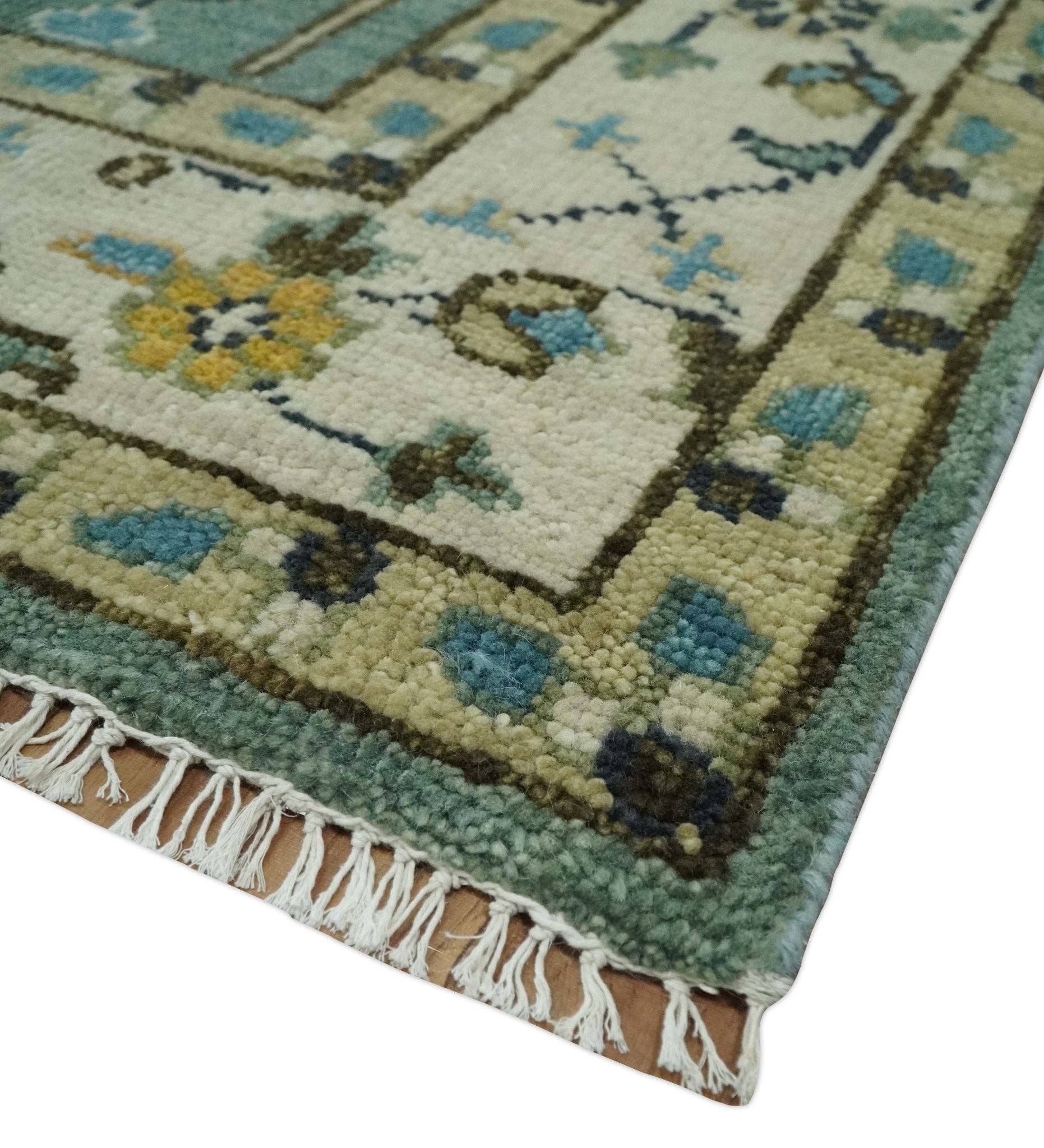 The Rug Decor, Inc. - Wholesale Area Rug - Aqua 5x8, 6x9, 8x10, 9x12, 10x14 and 12x15 Hand Knotted Blue and Ivory Traditional Persian Vintage Heriz Serapi Wool Rug | TRDCP5998104